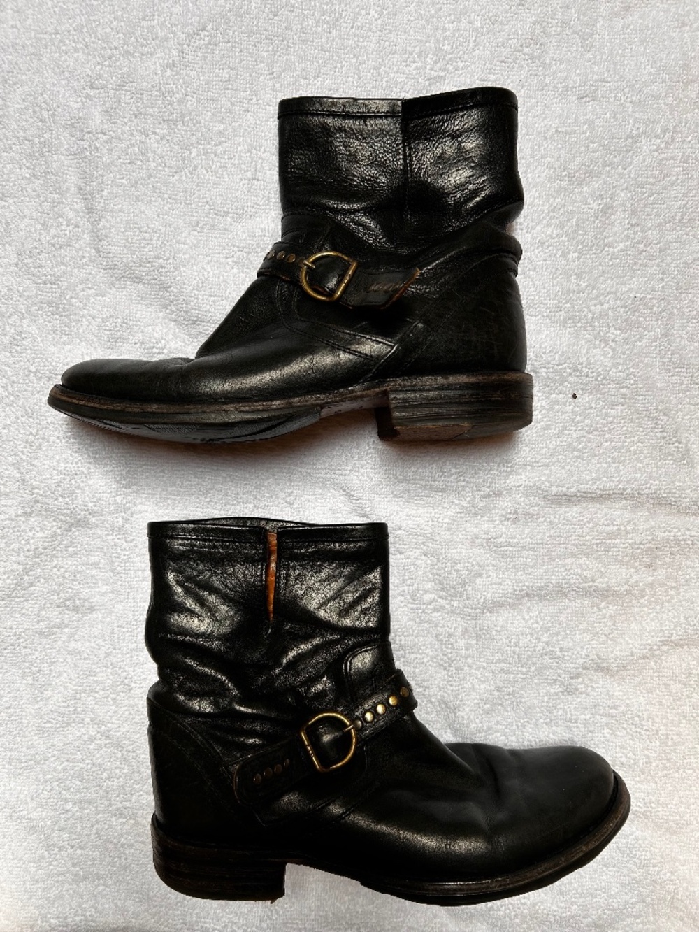 Fiorentini + Baker Black Leather Studded Ankle Boots EU 36 US 6-6.5 Made in Ital